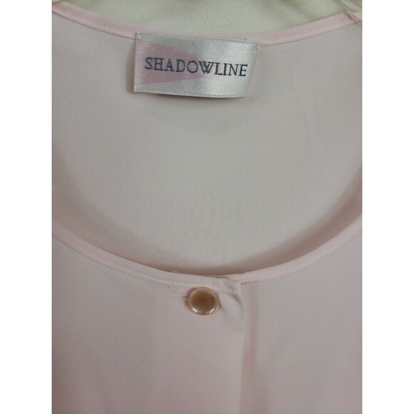 Vintage Shadowline Pink Robe Housecoat Women's Size M Button Front Nylon Short - Picture 2 of 11